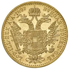 Austria 1 ducat (1915 restrike) reverse, 1852–1915