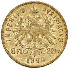 Austria 8 florin / 20 francs reverse, 1870–1892