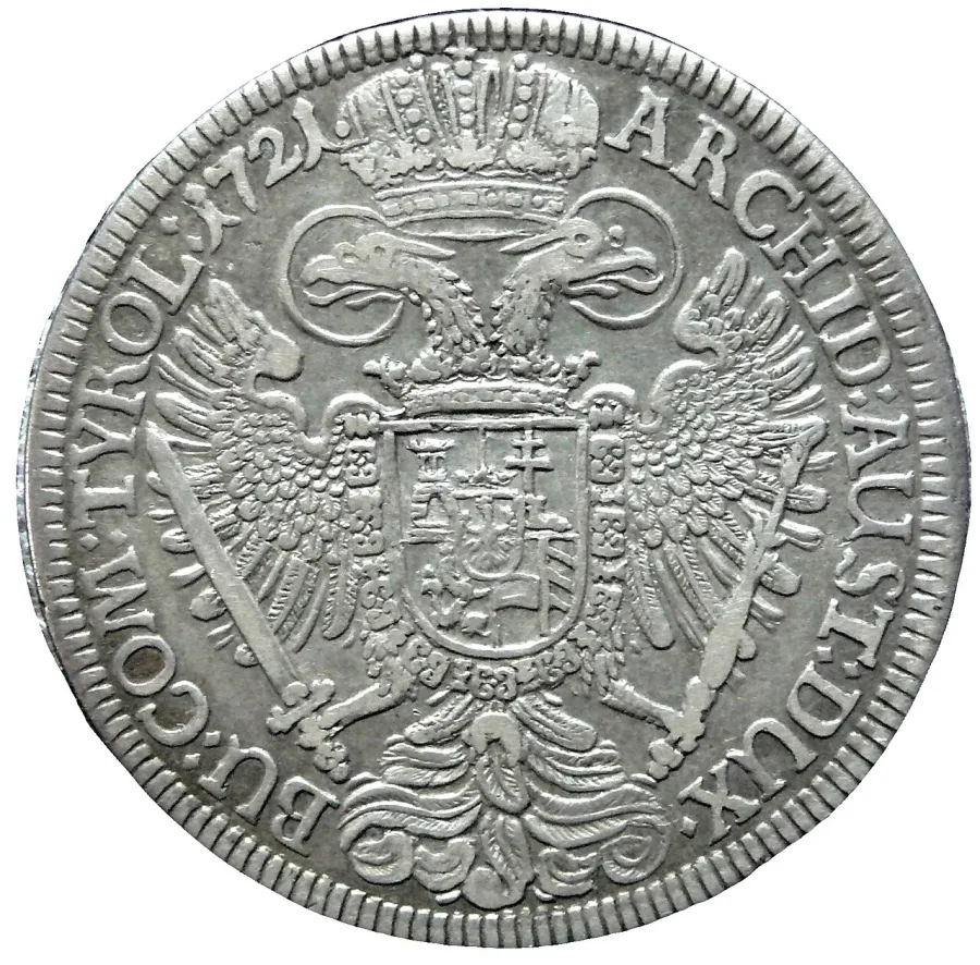 Austria Hall thaler (Charles VI) reverse, 1730–1738