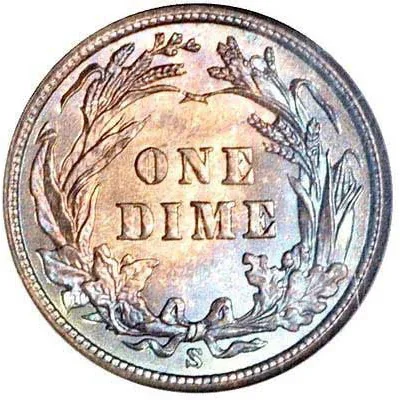 Barber dime reverse, 1892–1916