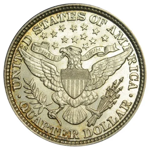 Barber quarter reverse, 1892–1916
