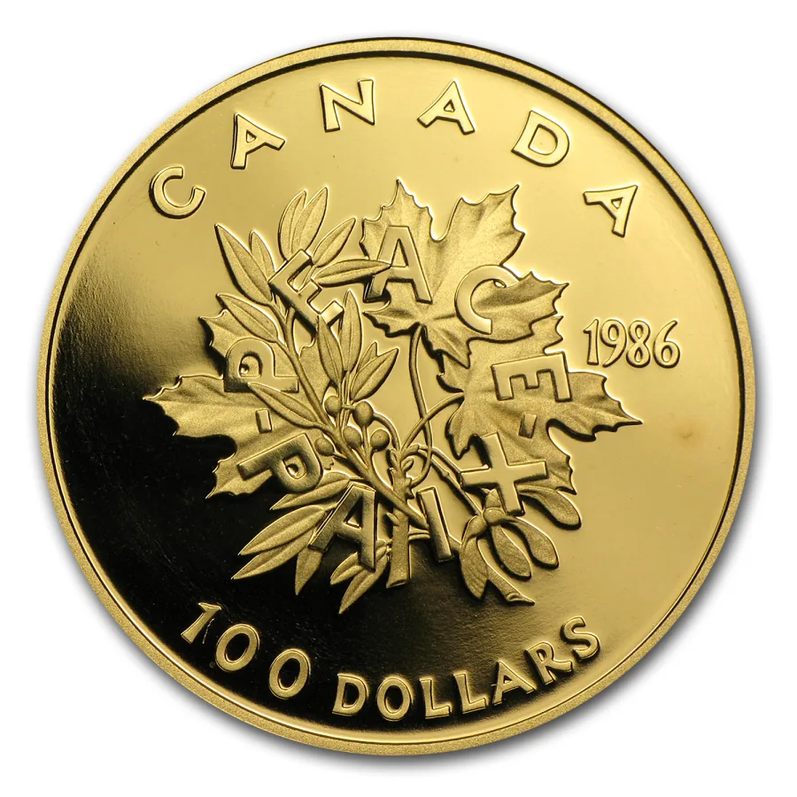 Canada $100 gold 22k (1977–1986) reverse, 1977–1986