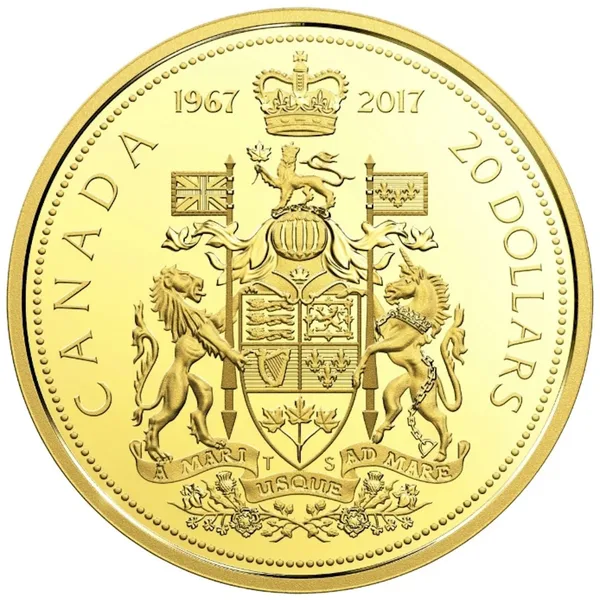 Canada $20 2017 Centennial (gold-plated silver) reverse, 2017