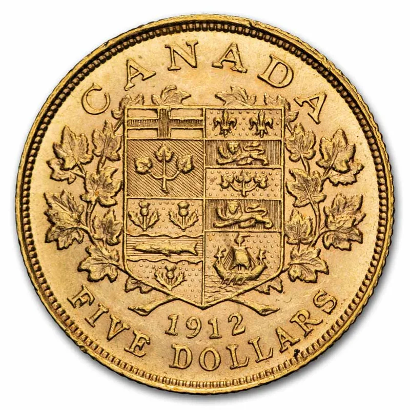 Canada $5 gold (1912–1914) reverse, 1912–1914