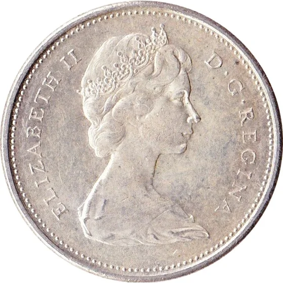 Canada 25¢ (50% silver) reverse, 1967–1968