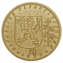 Czechoslovakia St. Wenceslas 10 ducat reverse, 1929–1938