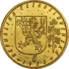 Czechoslovakia St. Wenceslas 5 ducat reverse, 1929–1938