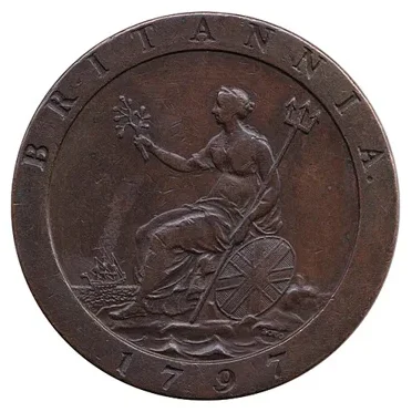 Britain cartwheel penny reverse, 1797