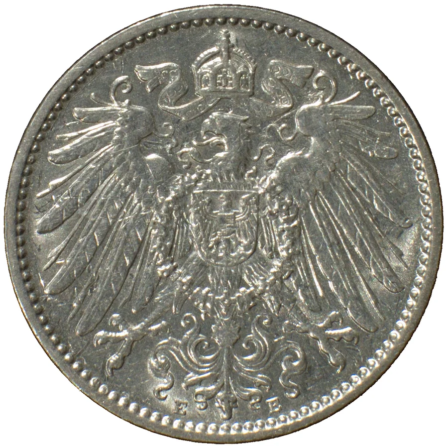 German Empire 1 mark silver reverse, 1873–1916