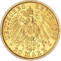 German Empire 20 mark gold reverse, 1871–1915