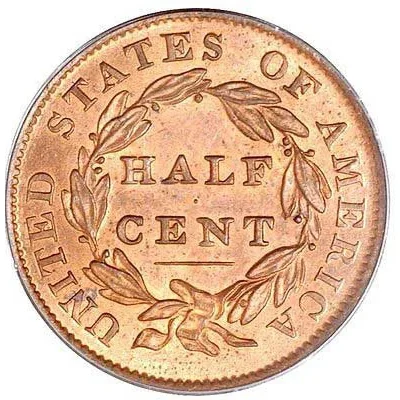 Classic Head half cent reverse, 1809–1836