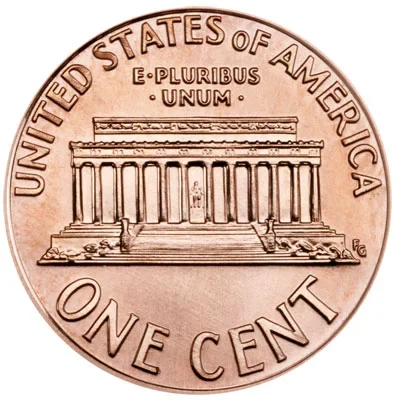 Lincoln memorial cent (copper) reverse, 1959–1982