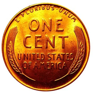 Lincoln wheat cent (copper) reverse, 1909–1958
