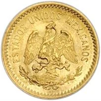 Mexico gold 10 pesos (DIEZ PESOS) reverse, 1905–1959