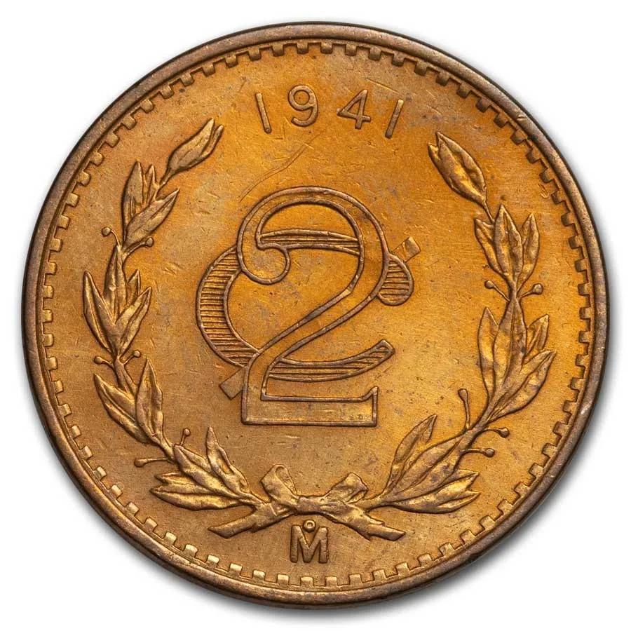 Mexico 2 centavos bronze reverse, 1905–1941