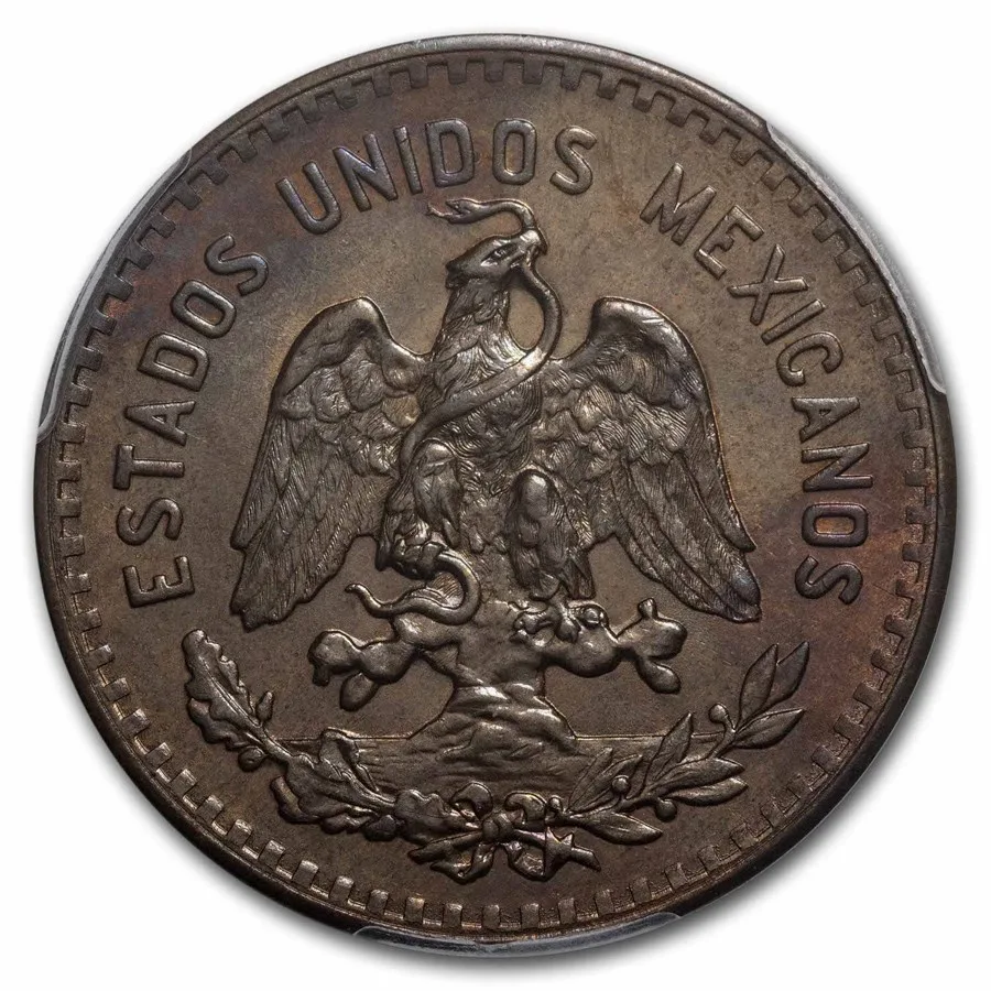 Mexico 5 centavos bronze (Josefa) reverse, 1914–1935