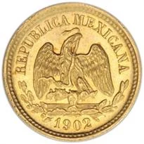 Mexico gold 5 pesos 87.5% (1870–1905) reverse, 1870–1905
