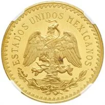 Mexico gold 50 pesos Centenario (CINCUENTA PESOS) reverse, 1921–1947
