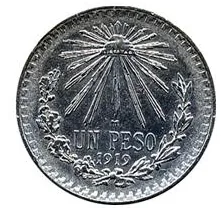 Mexico peso 0.720 (UN PESO) reverse, 1920–1945