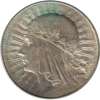 Poland 10 złoty silver reverse, 1932–1933