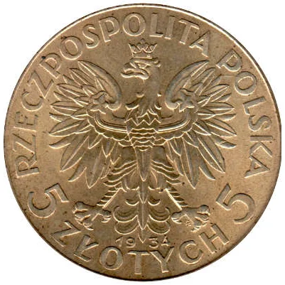 Poland 5 złoty silver reverse, 1932–1938