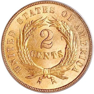 Two-cent piece reverse, 1864–1873