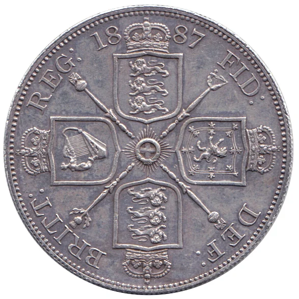 UK double florin (sterling) reverse, 1887–1890
