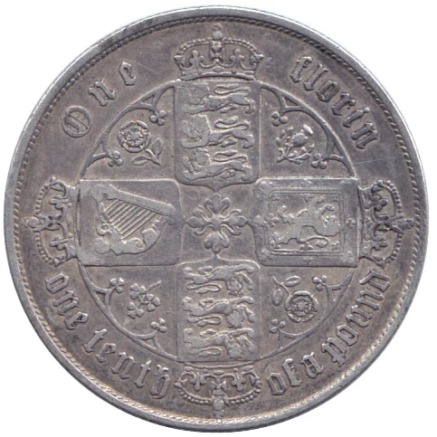 UK florin (sterling) reverse, 1849–1919