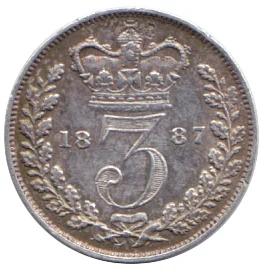 UK threepence (sterling) reverse, 1816–1919