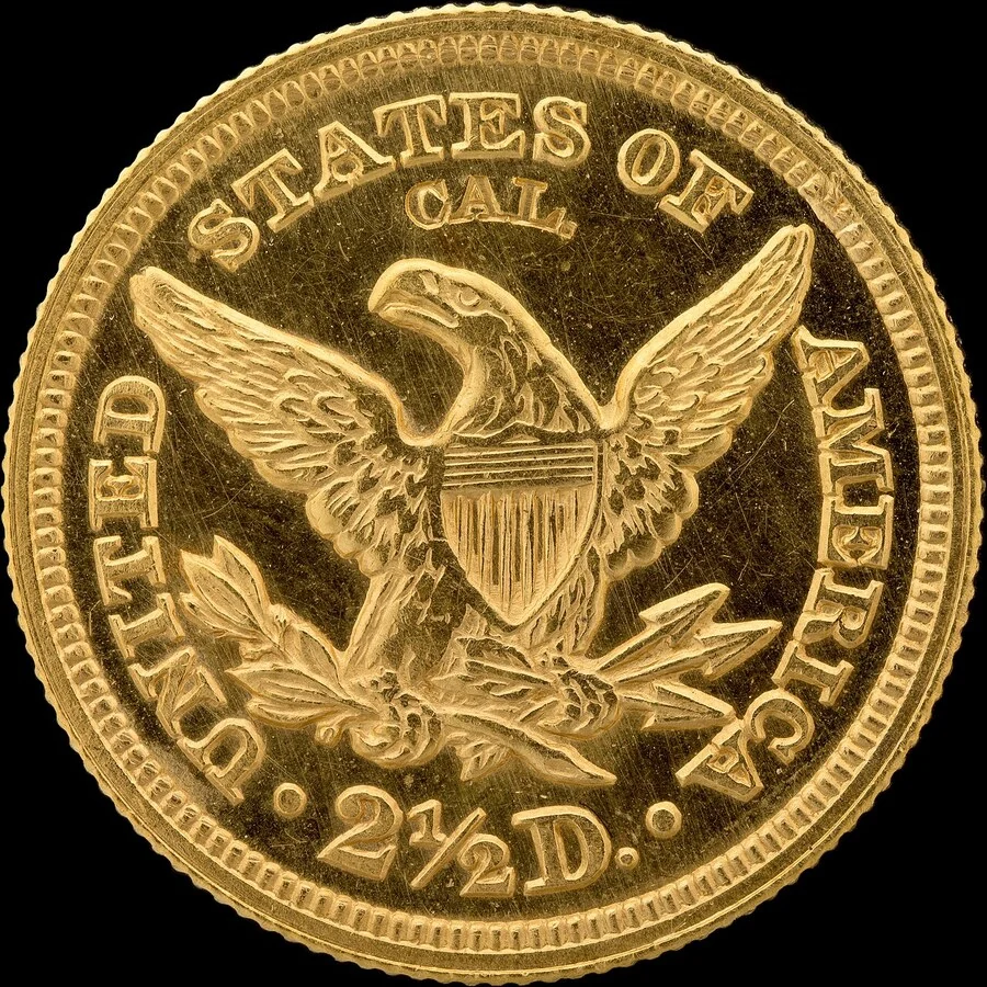 1848 CAL Liberty $2.50 Quarter Eagle reverse, 1848