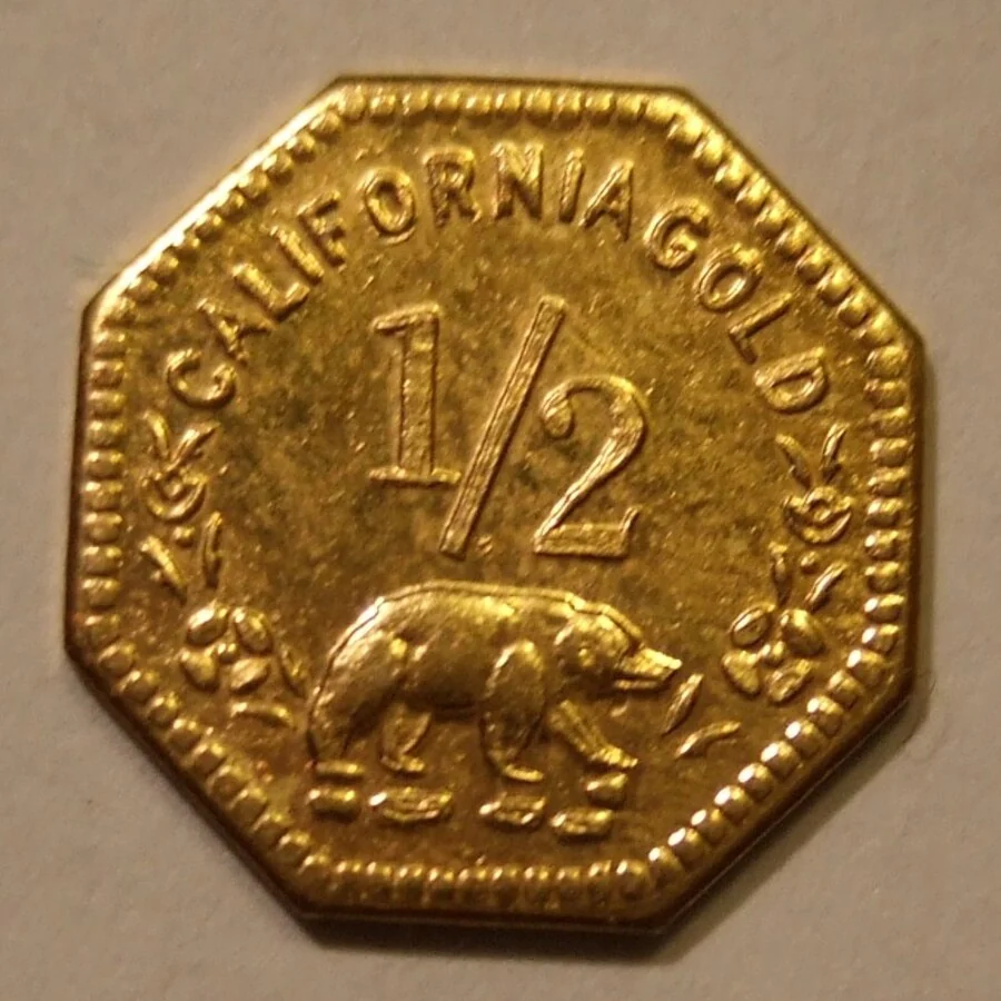 California Fractional Gold 50¢ (octagonal, typical) reverse, 
