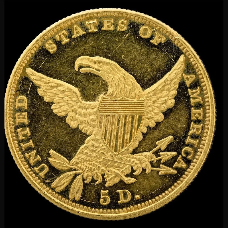 Classic Head $5 Half Eagle (1834-1838) reverse, 1834–1838