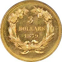 Indian Head $3 (1854-1889) reverse, 1854–1889
