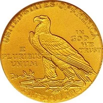 Indian Head $5 (1908-1929) reverse, 1908–1929