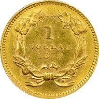 Indian Head (Type Three) Gold Dollar (1856-1889) reverse, 1856–1889