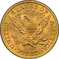 Liberty Head $5 (1839-1908) reverse, 1839–1908