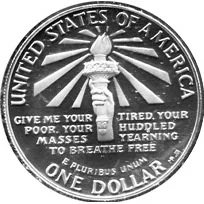 US commemorative silver dollar (modern) reverse, 1983–date