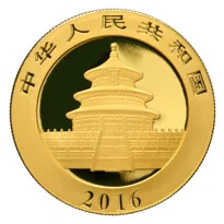 China Gold Panda 1 Ounce (1982-Date) reverse, 1982–2026