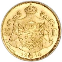 Luxembourg Gold 20 Franc (1890-1914) reverse, 1890–1914