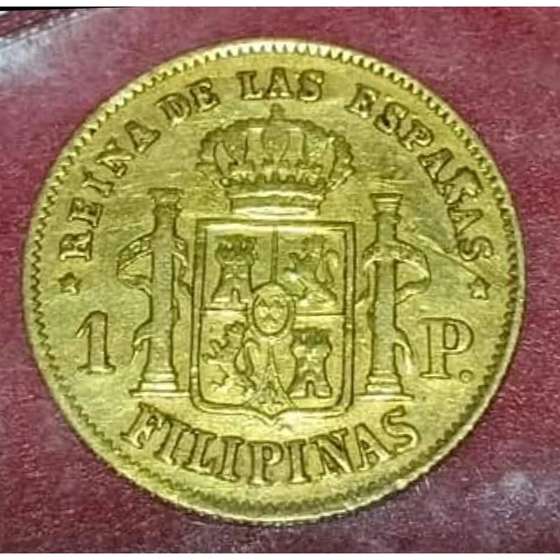 Philippines Gold Peso (1861-1898) reverse, 1861–1898