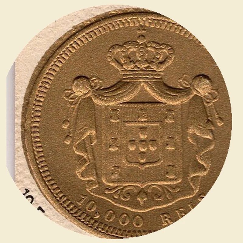 Portugal Gold 1000 Reis (1889-1910) reverse, 1889–1910